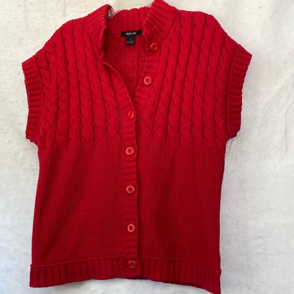 Style Co Red Short Sleeve Sweater Vest 